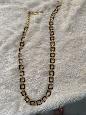 Gold and Black Square Link Necklace — Women Jewelry
